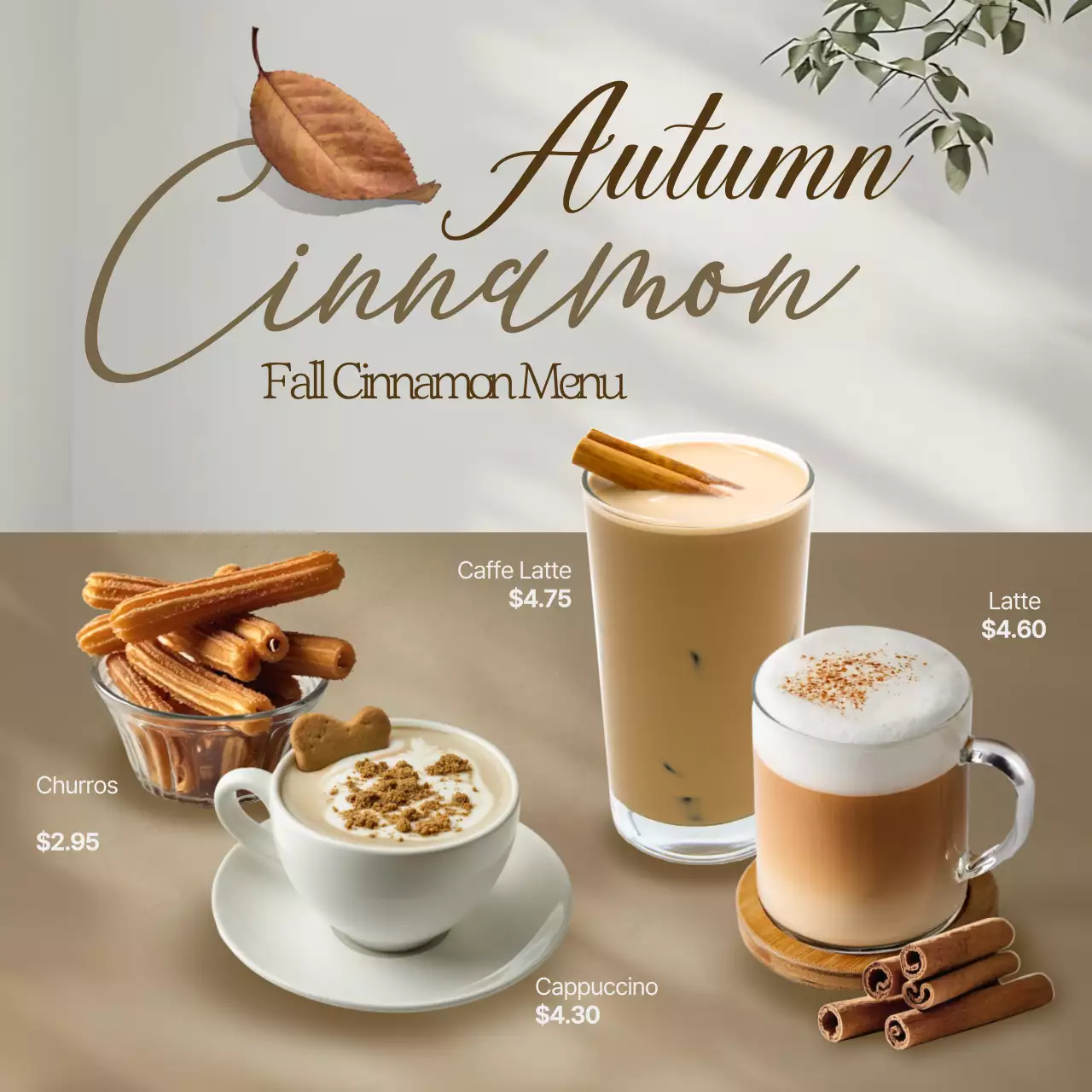 Beige Classic Cafe Menu Promotion