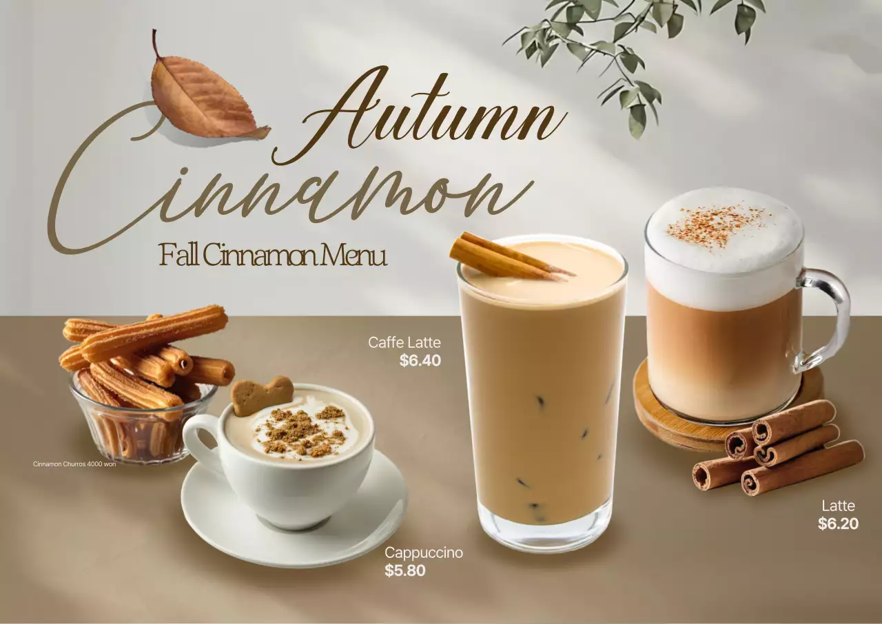 Khuyến mãi thực đơn quán cà phê hiện đại màu be