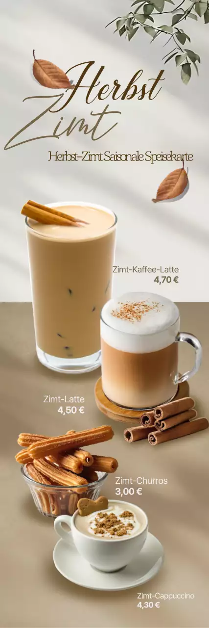 Beige Einfache Getränkekarte