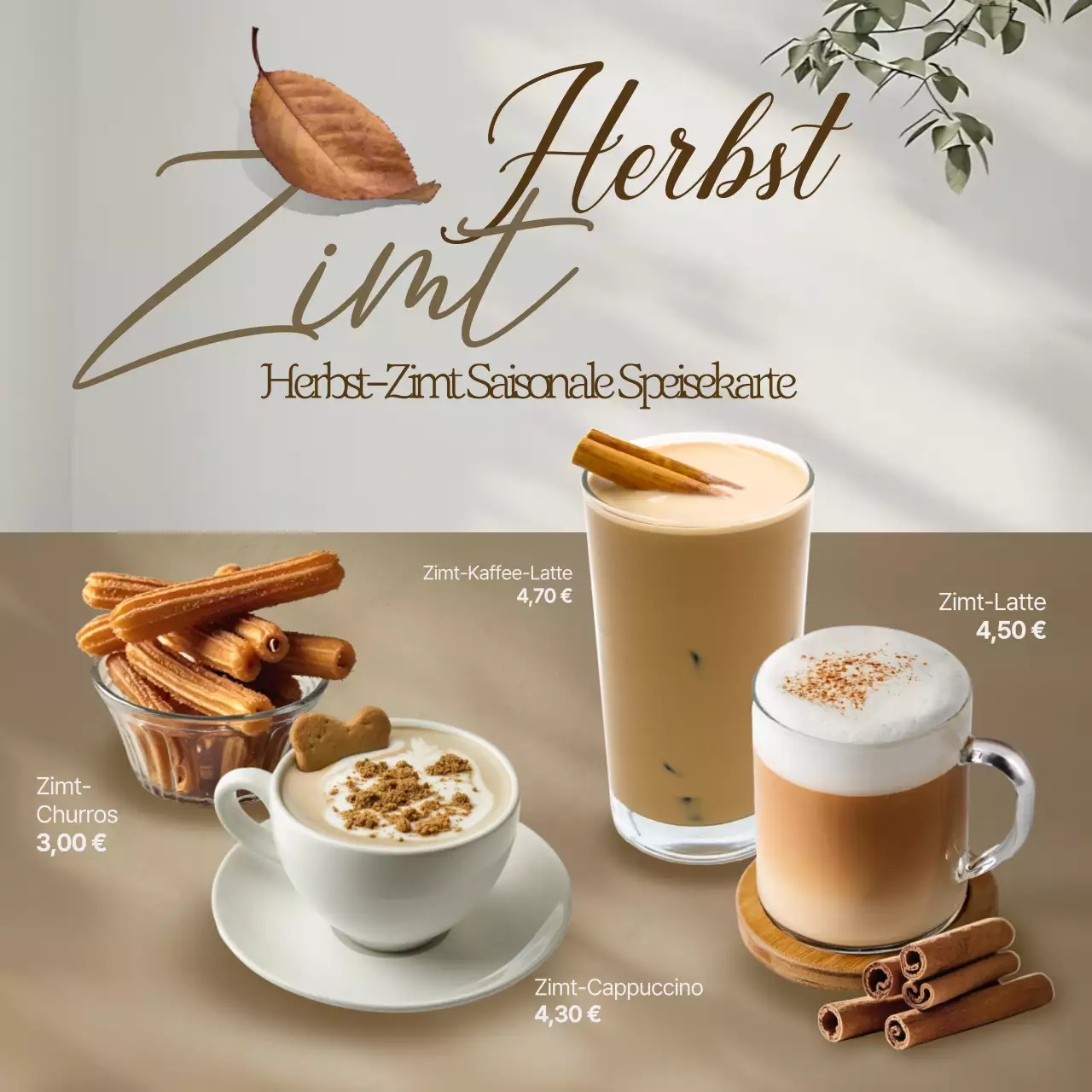 Beige Classic Cafe Menü-Aktion