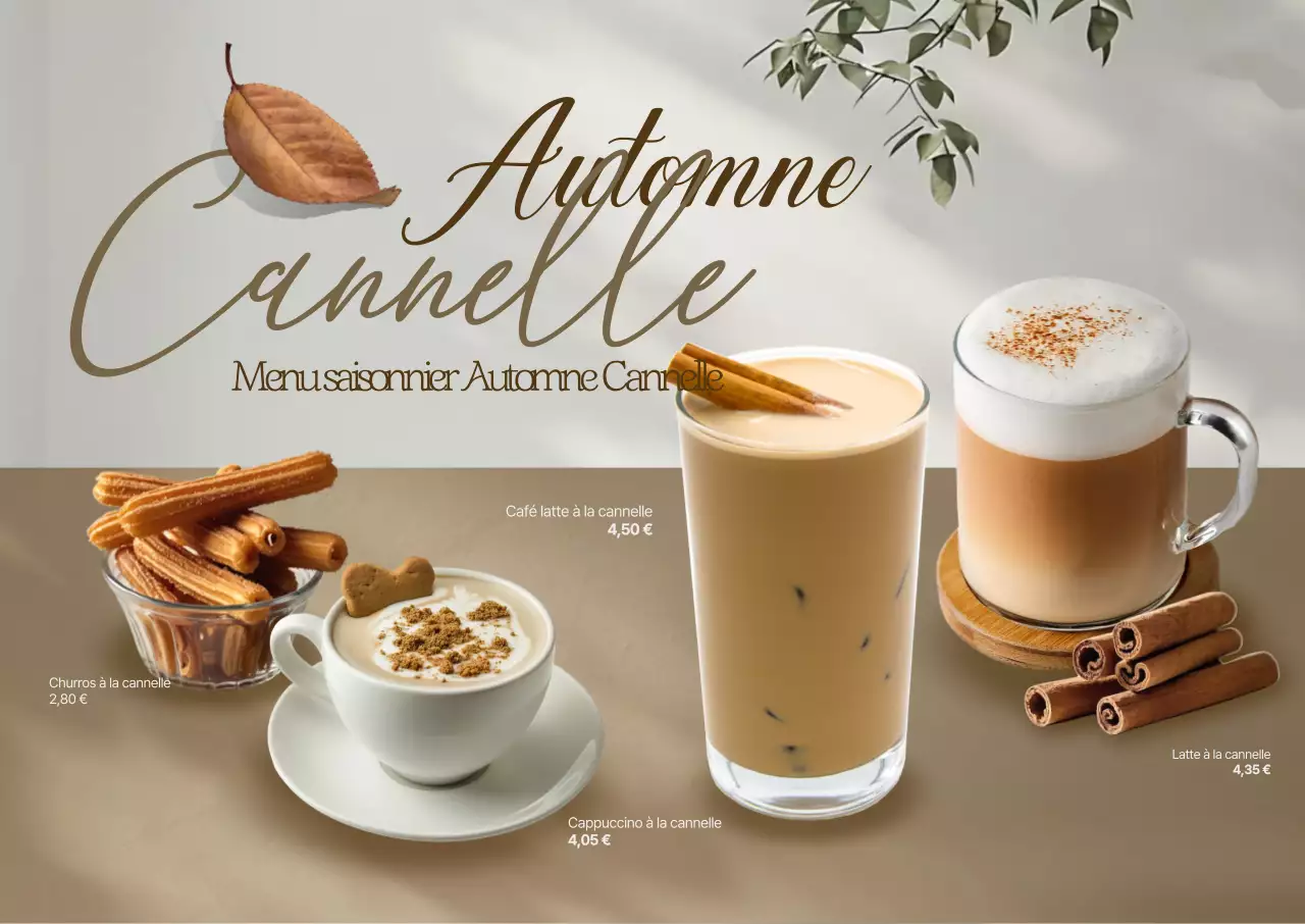 Promotion du menu du café moderne beige