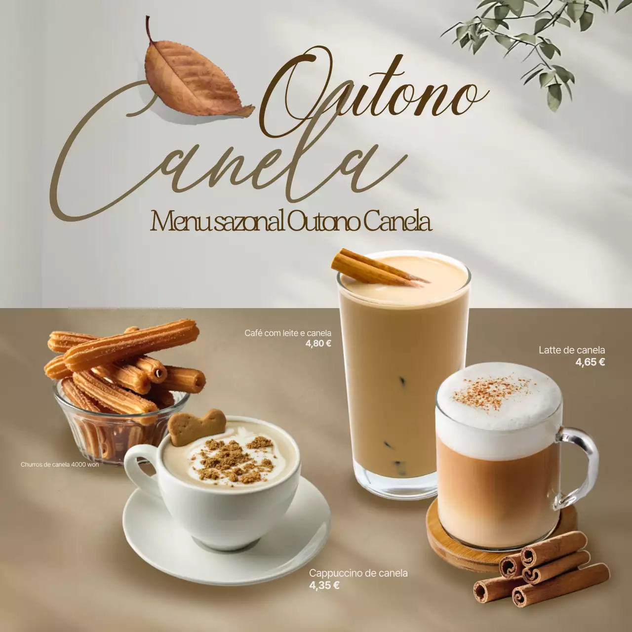 Promoção do Menu do Café Clássico Bege