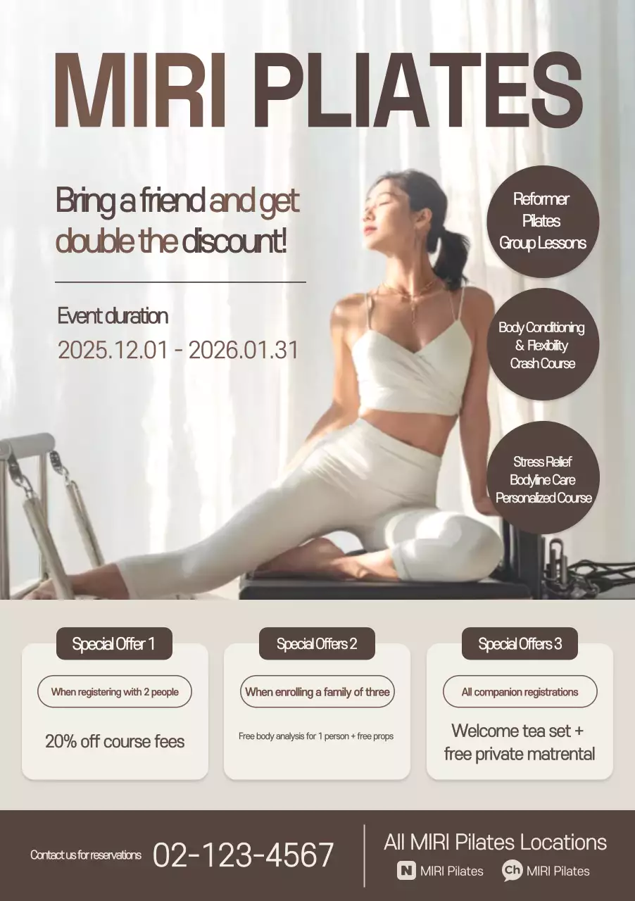 Khuyến mãi Pilates hiện đại màu be