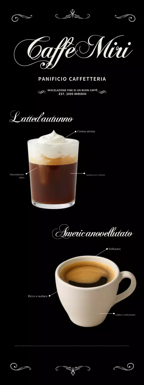 Promozione del menu del Black Classic Cafe