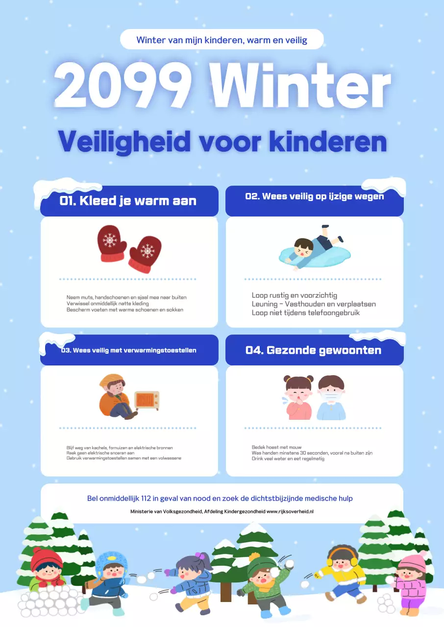 Hemelsblauwe eenvoudige veiligheidsmaatregelen voor kinderen