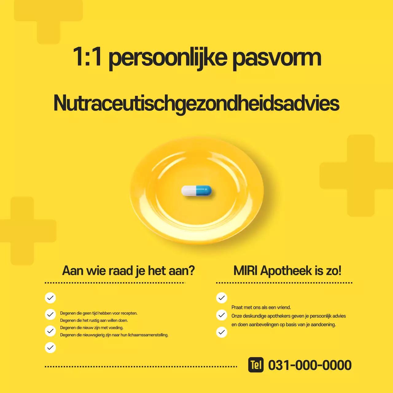 Gele advertentie voor een eenvoudig gezondheidsconsult
