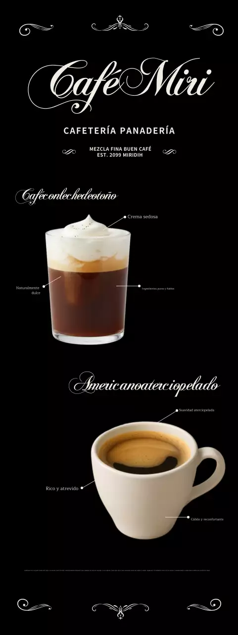 Promoción del menú del Black Classic Cafe