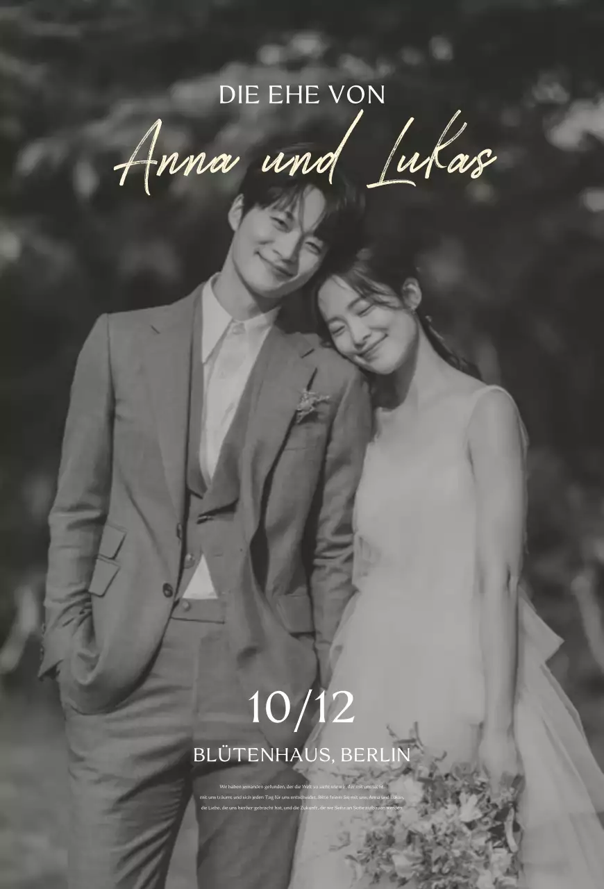 Einfache Hochzeitseinladung in Schwarz und Weiß