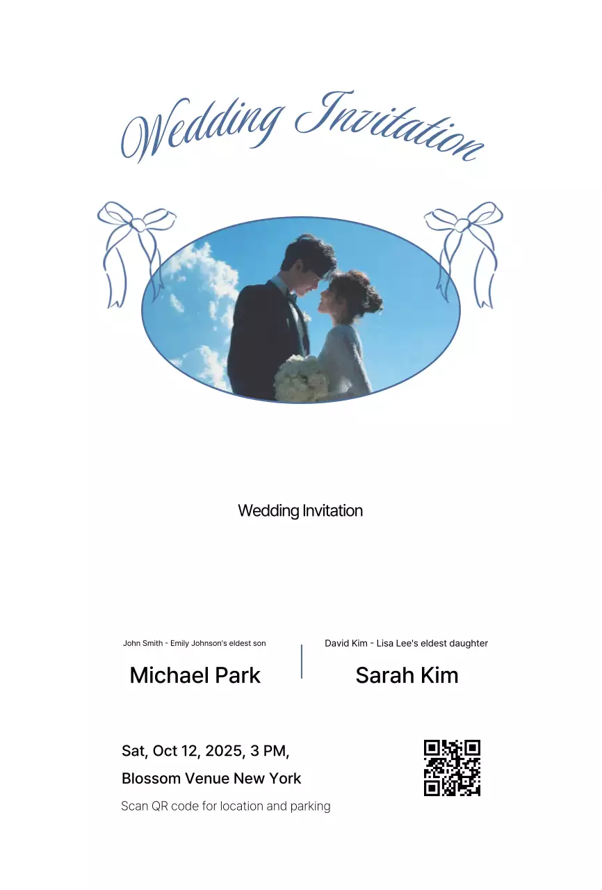 Sky Blue Classic Wedding Invitation