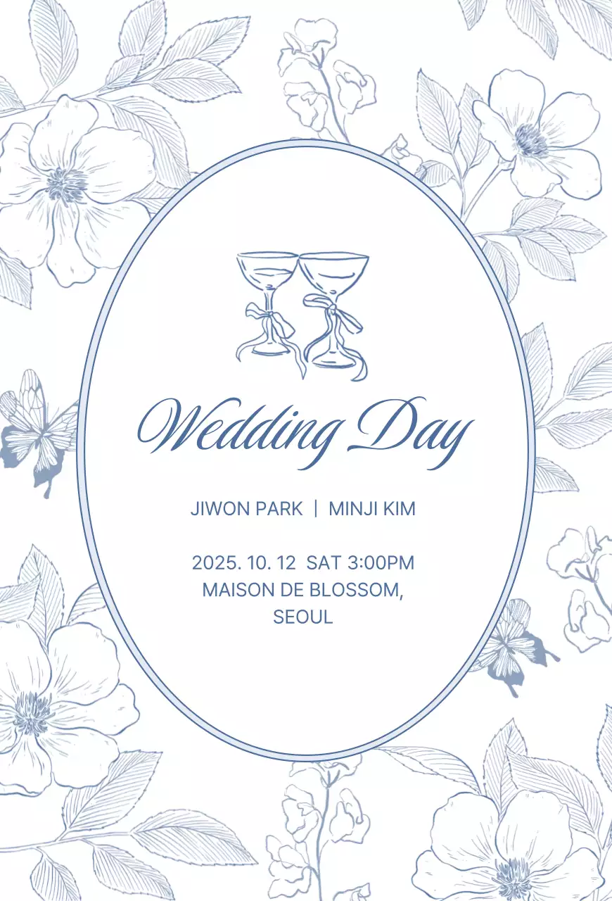 Blue Classic Wedding Invitation