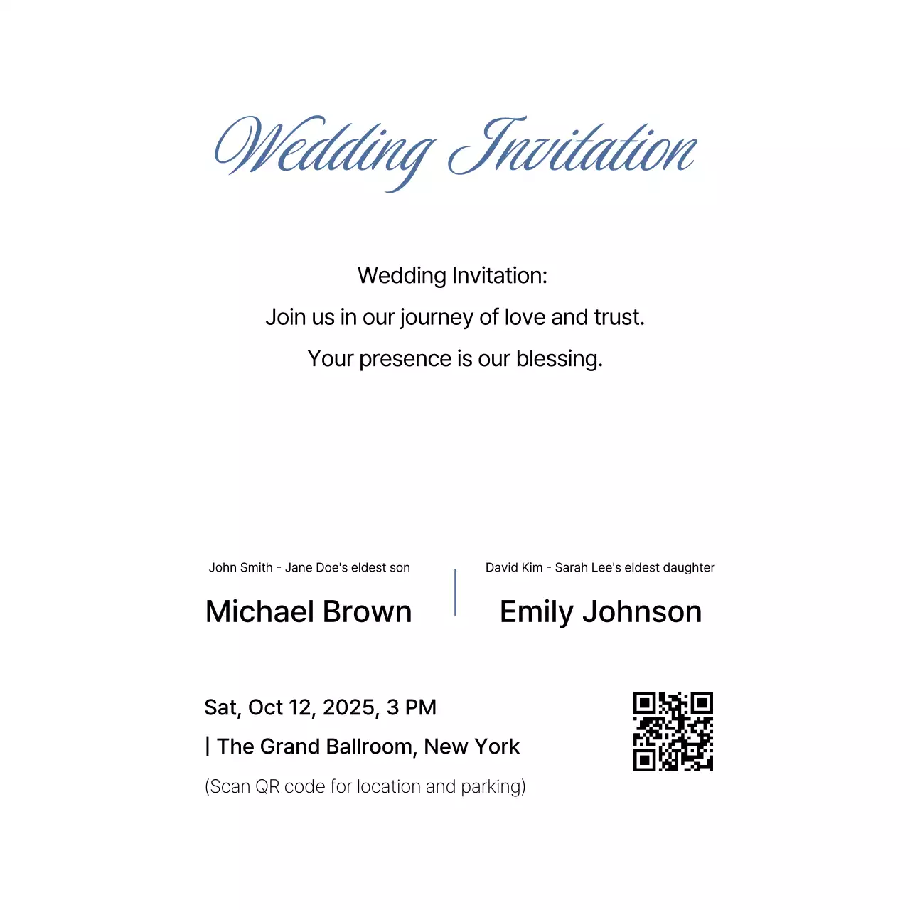 Thiệp cưới màu xanh thanh lịch