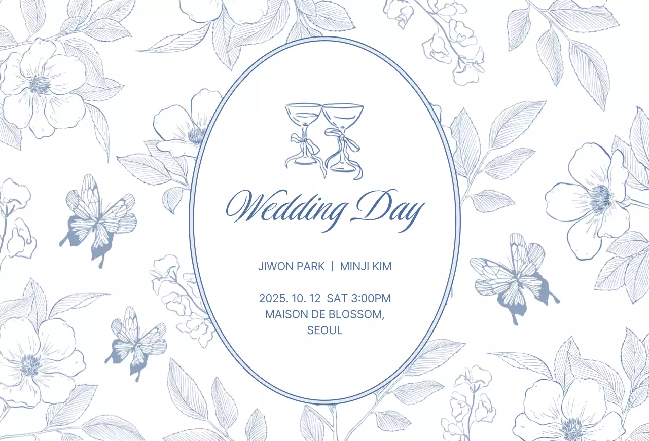 Undangan Pernikahan Klasik Biru