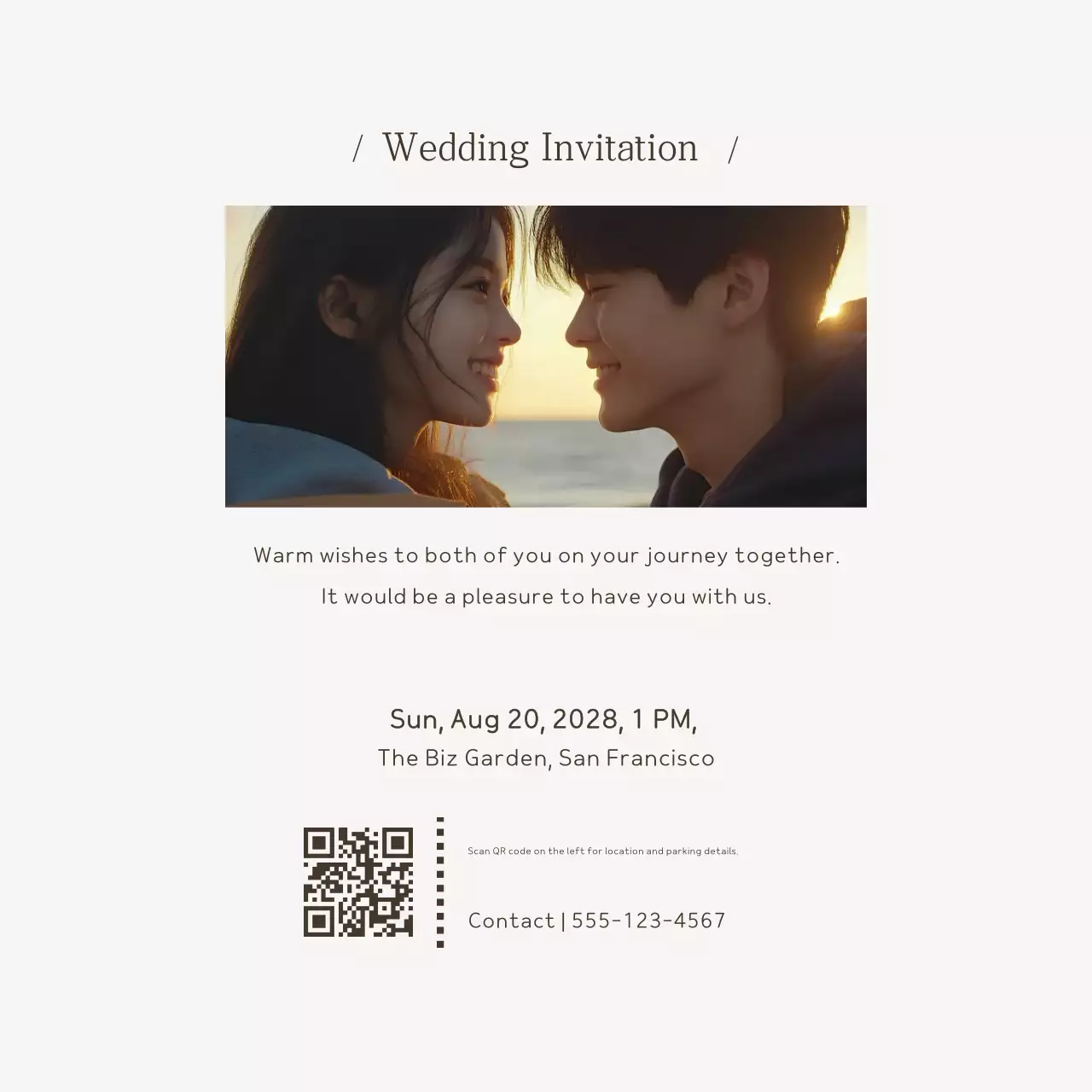 Convite de casamento elegante bege