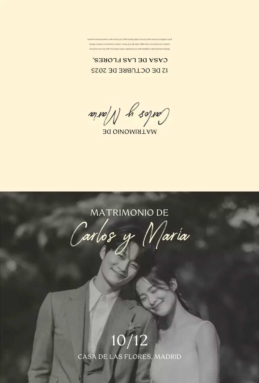 Invitación de boda clásica beige