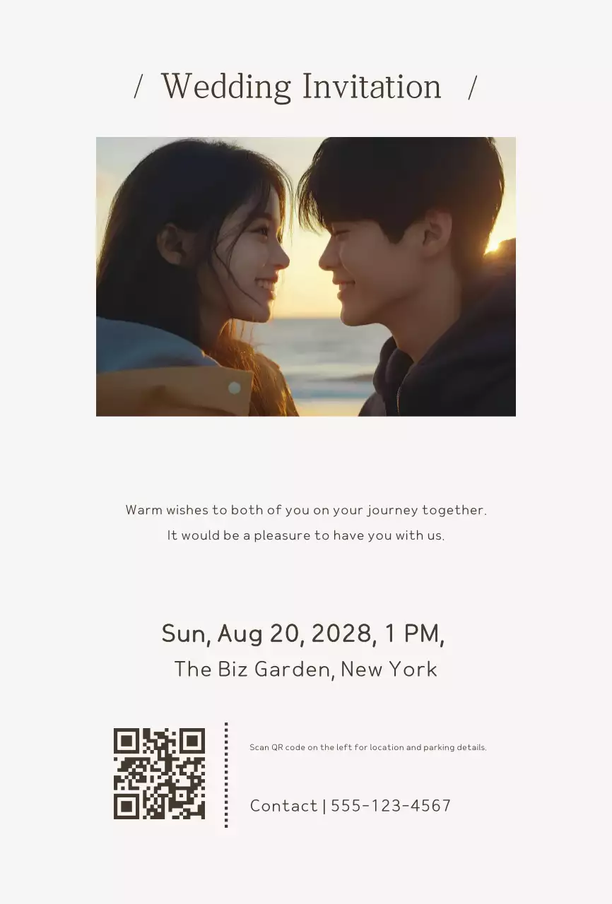 Beige Clean Wedding Invitation