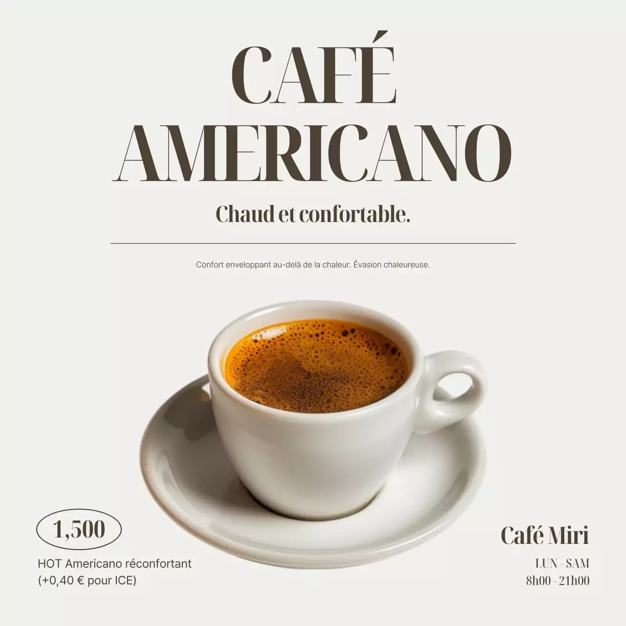 Menu café simple beige