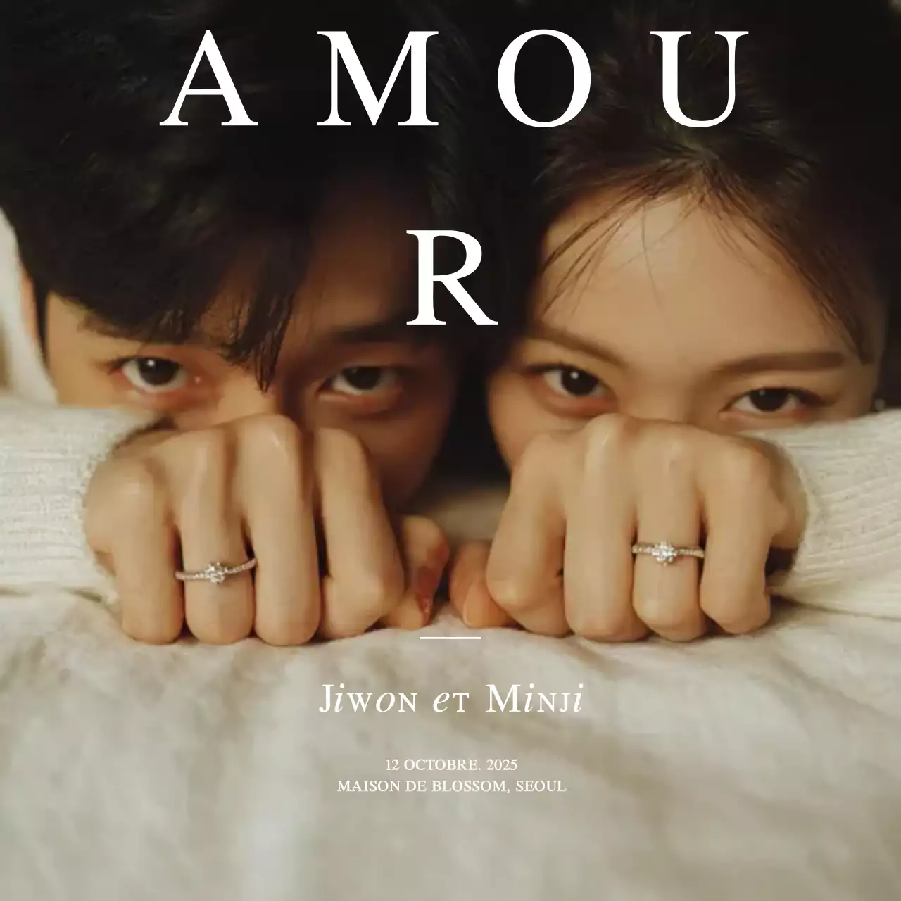 Faire-part de mariage élégant beige