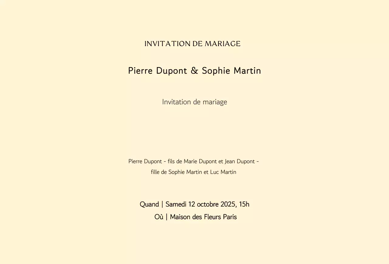 Faire-part de mariage classique en noir et blanc