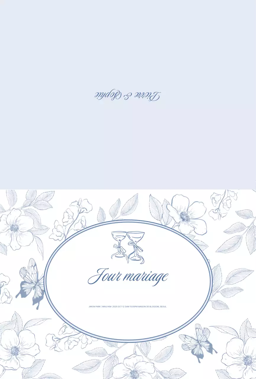 Faire-part de mariage classique bleu ciel