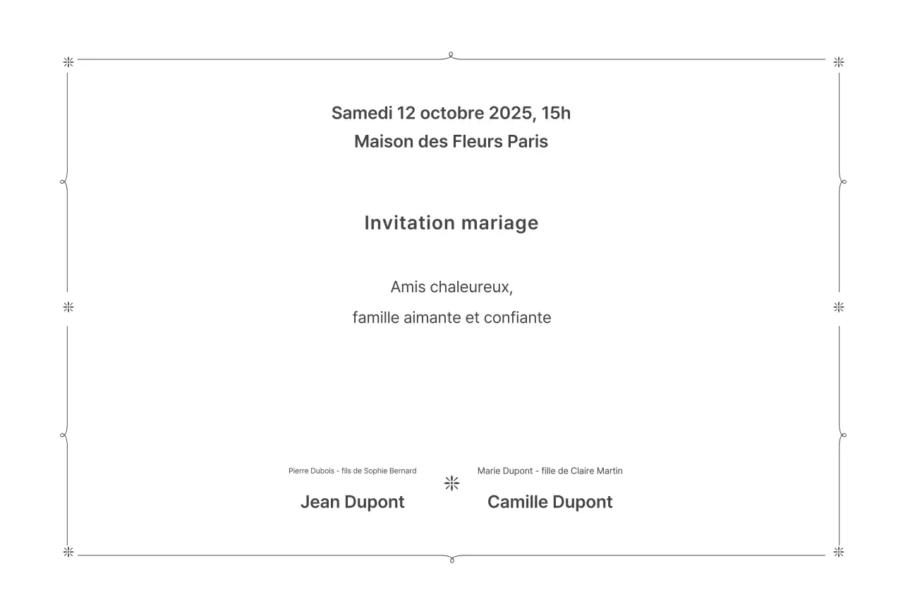 Faire-part de mariage minimaliste blanc