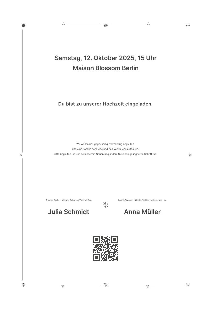 Einfache Hochzeitseinladung in Schwarz und Weiß