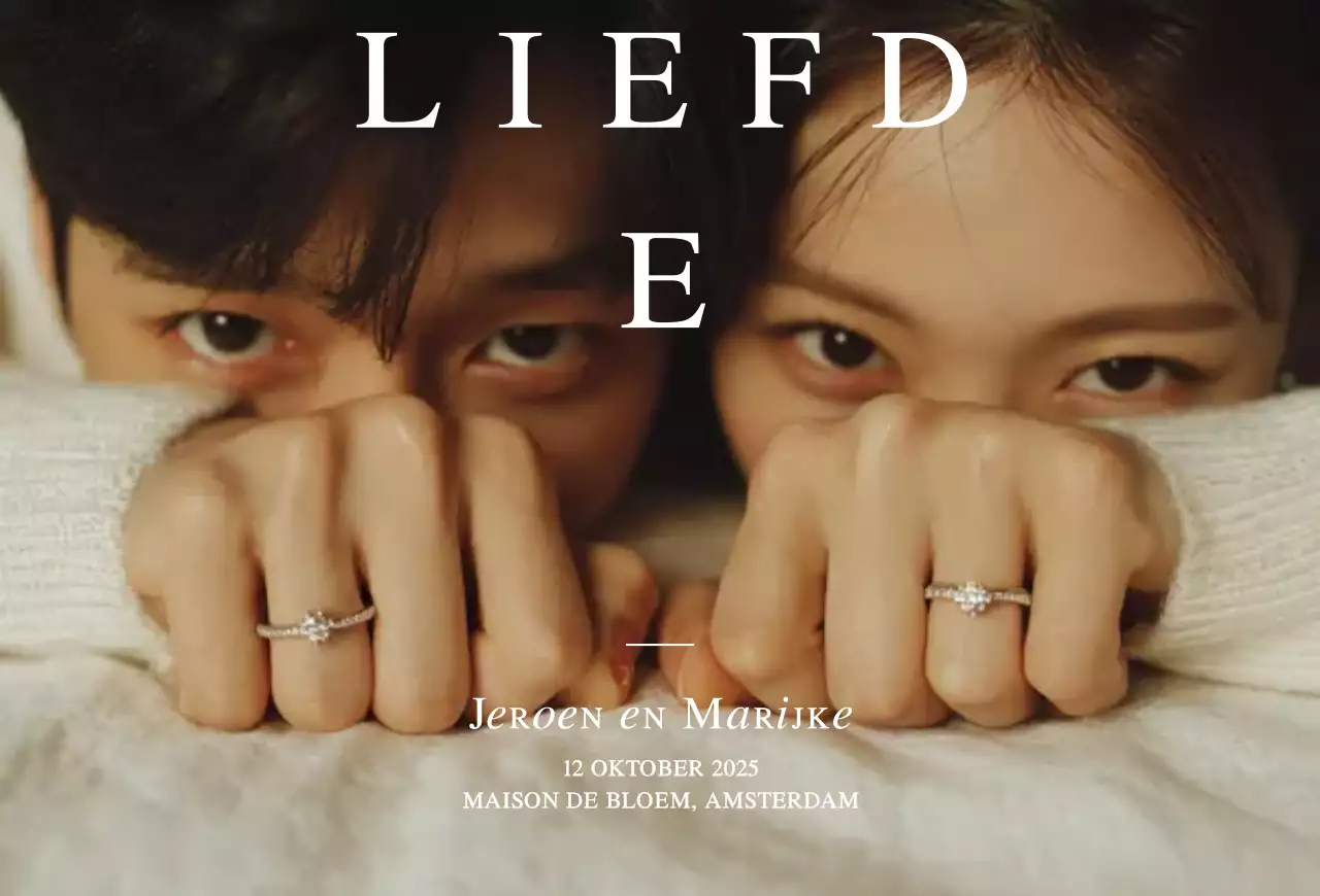 Beige eenvoudige huwelijksuitnodiging