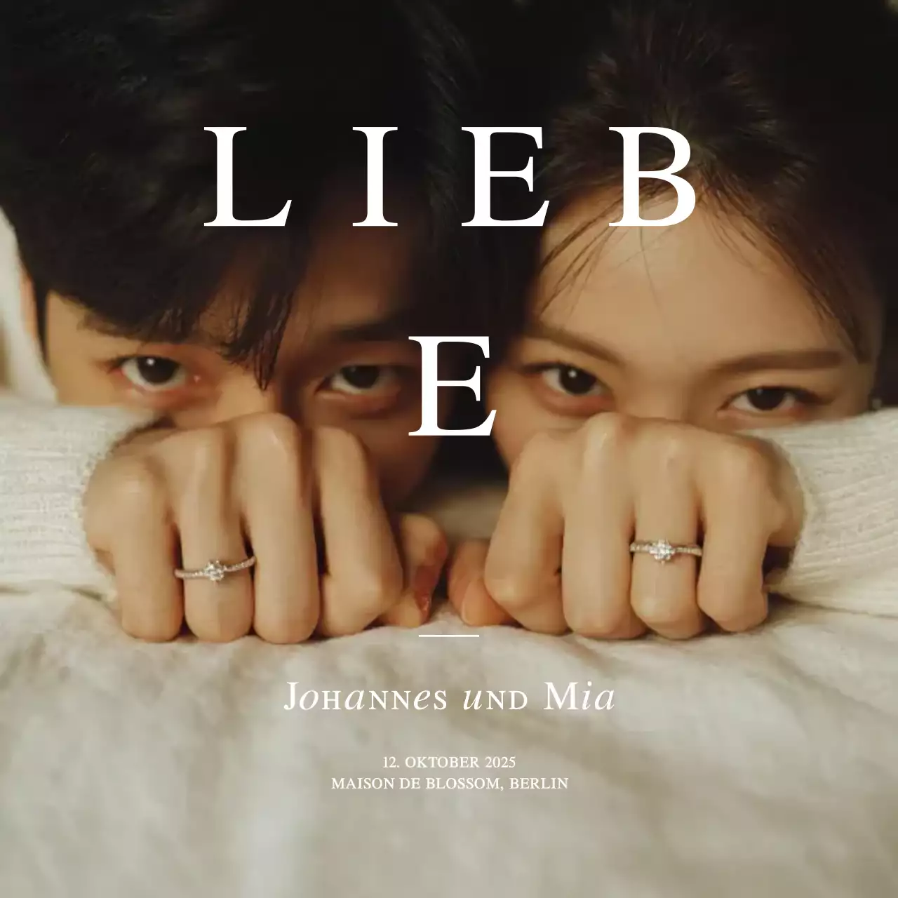 Beige Elegante Hochzeitseinladung