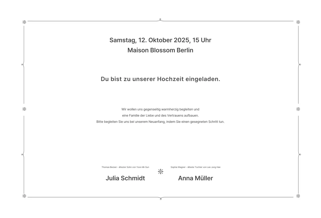 Weiße minimalistische Hochzeitseinladung