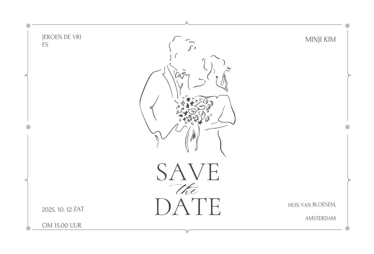 Witte minimalistische huwelijksuitnodiging