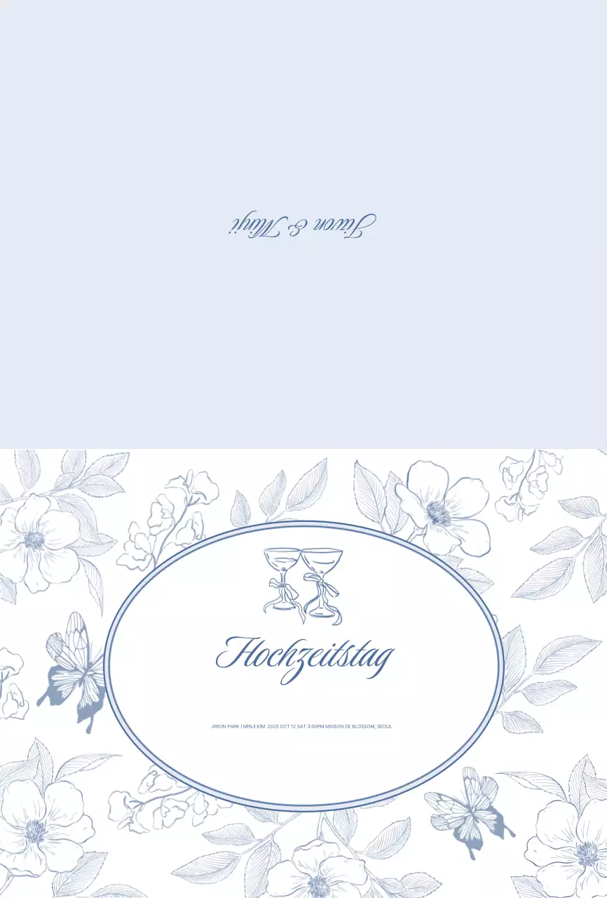 Himmelblaue klassische Hochzeitseinladung