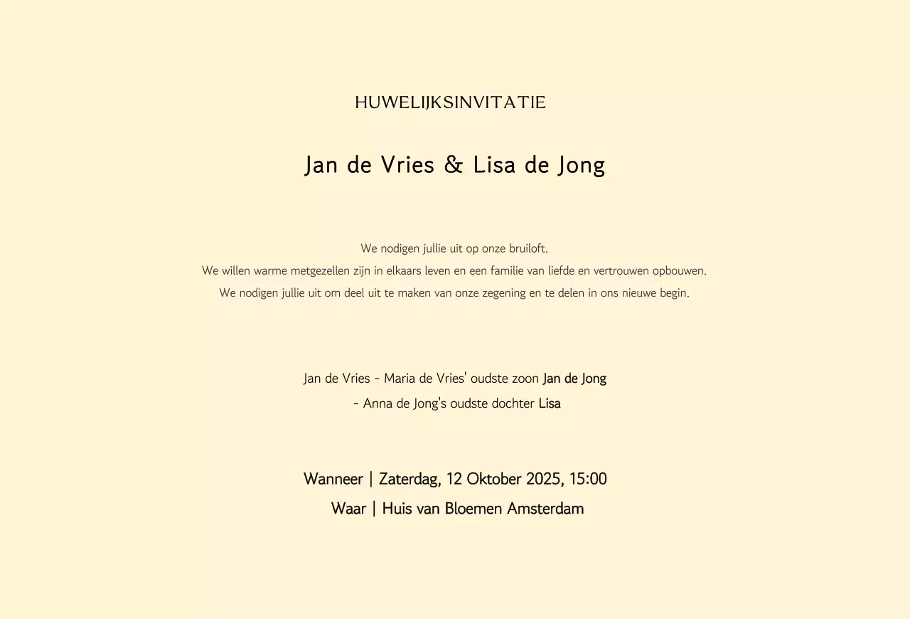 Zwart-witte klassieke huwelijksuitnodiging