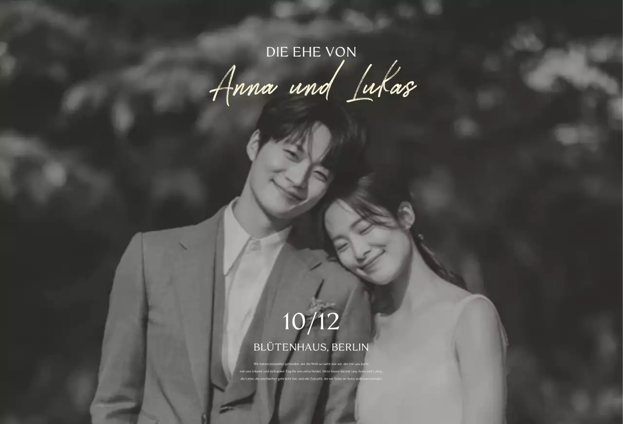 Klassische Hochzeitseinladung in Schwarz und Weiß