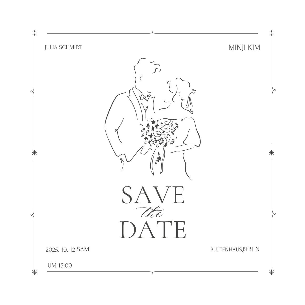 Weiße minimalistische Hochzeitseinladung