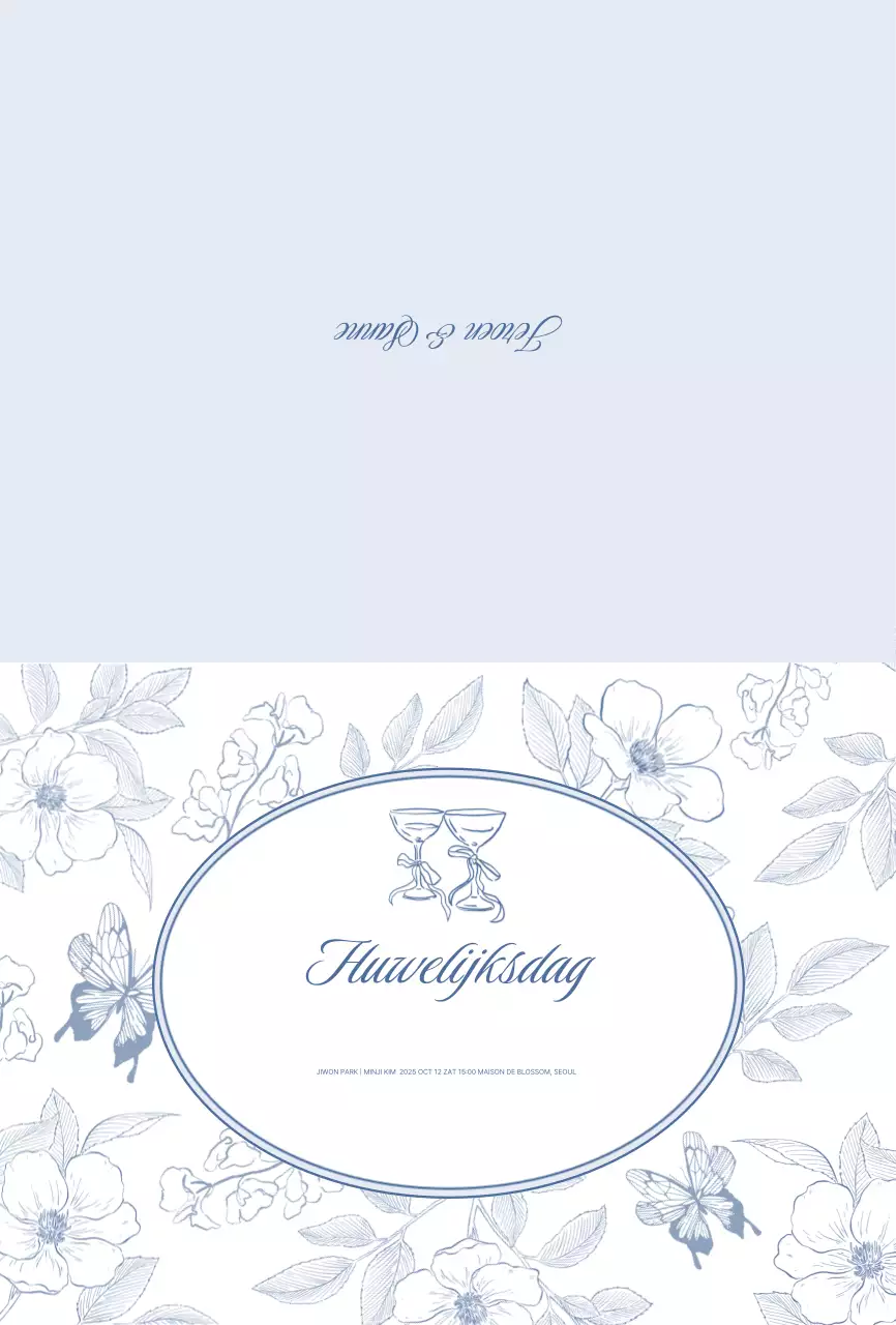 Hemelsblauwe klassieke huwelijksuitnodiging