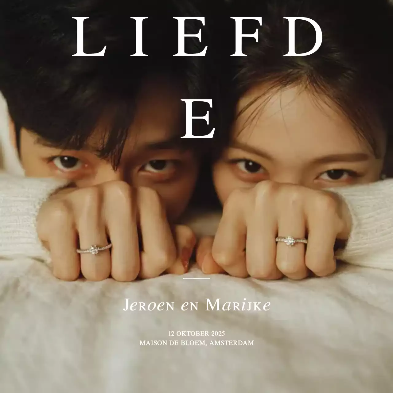 Beige elegante huwelijksuitnodiging