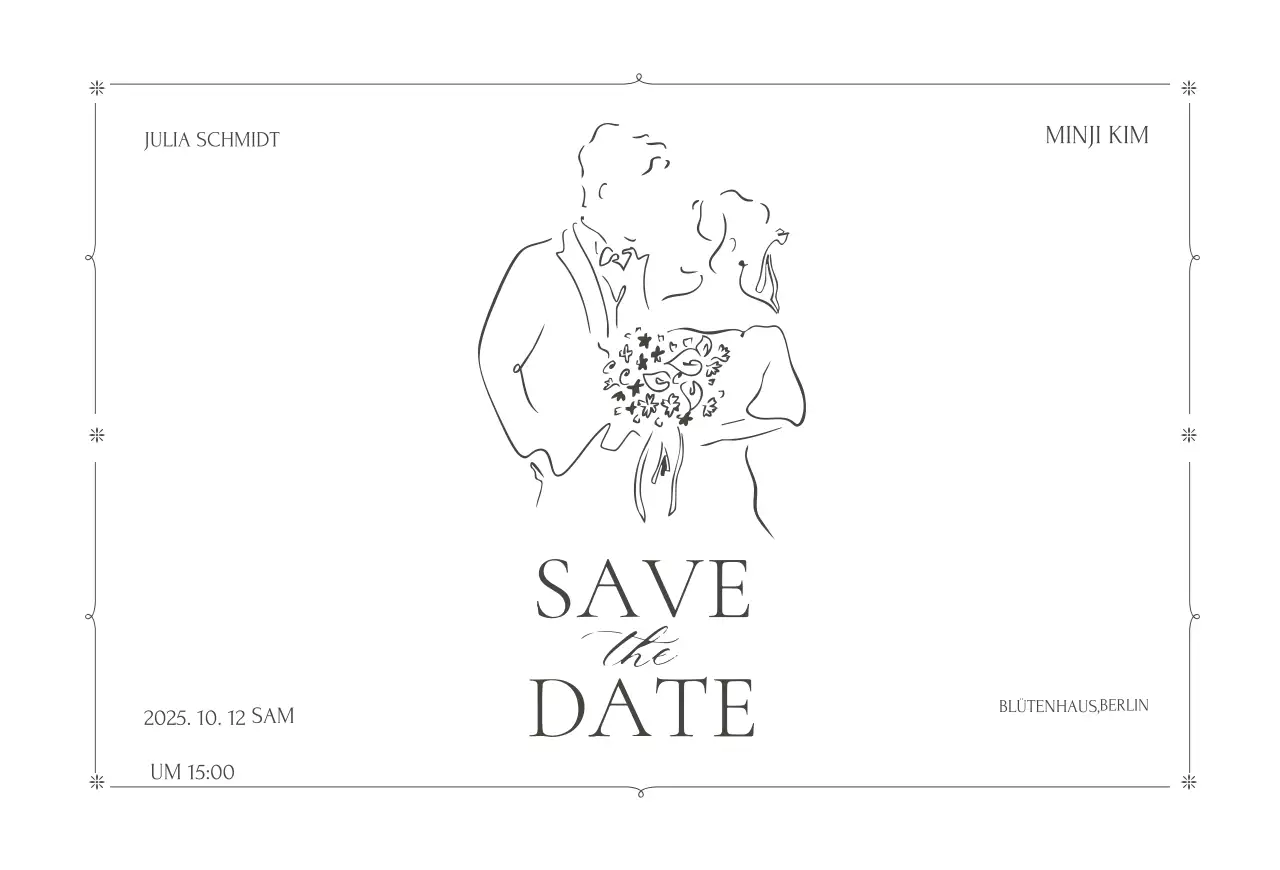 Weiße minimalistische Hochzeitseinladung