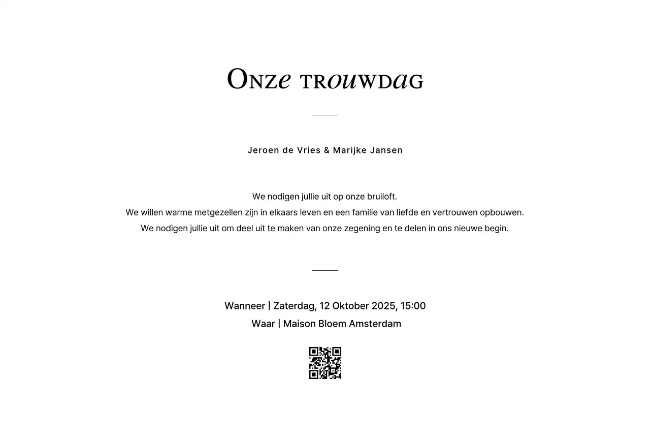 Beige eenvoudige huwelijksuitnodiging