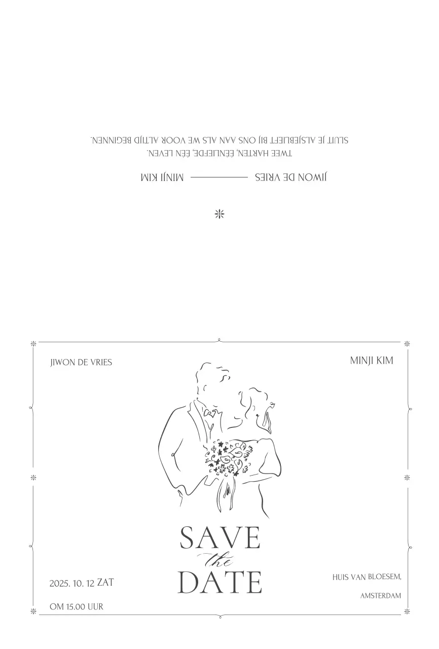 Zwarte eenvoudige huwelijksuitnodiging