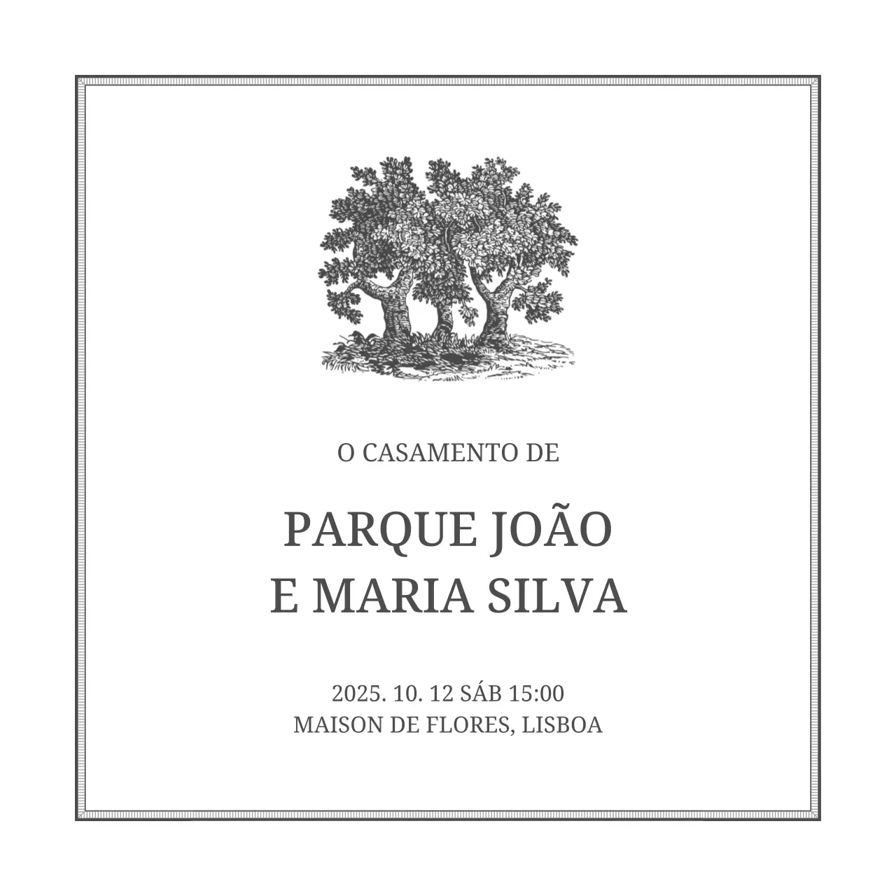 Convite de casamento clássico branco