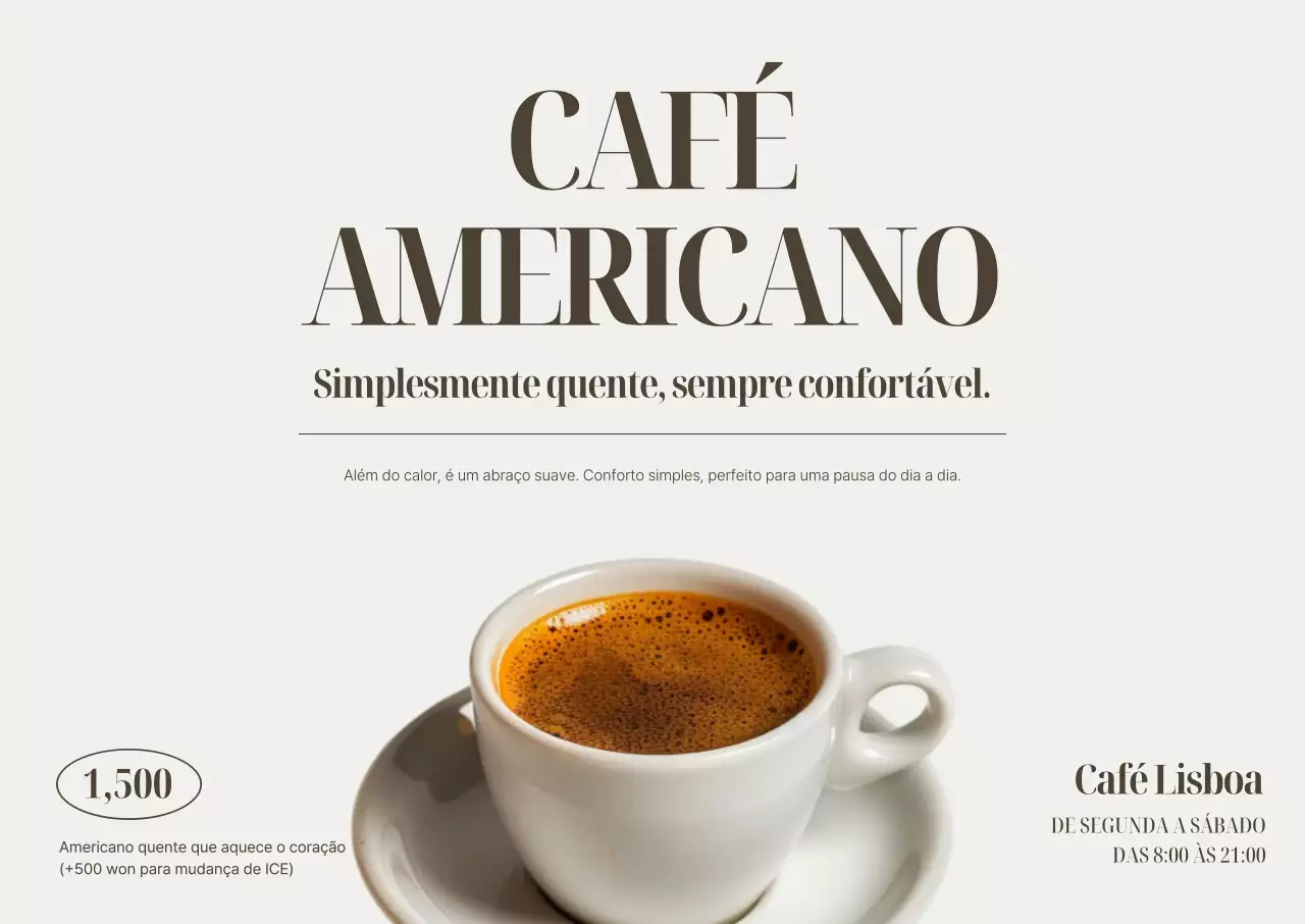 Anúncio de café simples bege