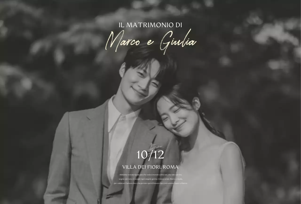 Invito di nozze classico in bianco e nero