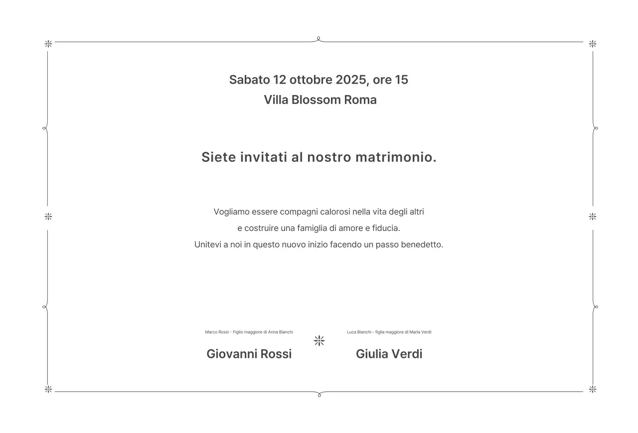 Invito di nozze minimalista bianco