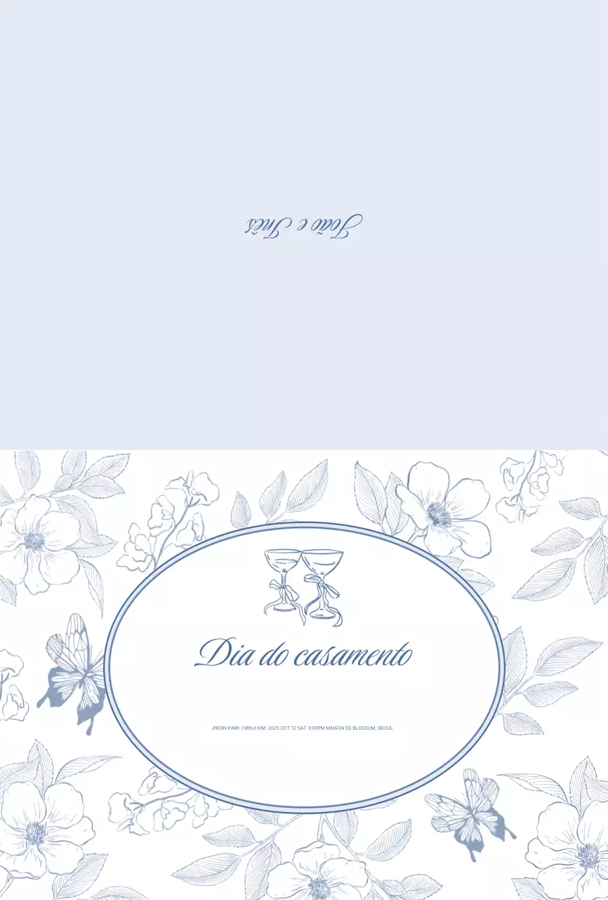 Convite de casamento clássico azul-celeste