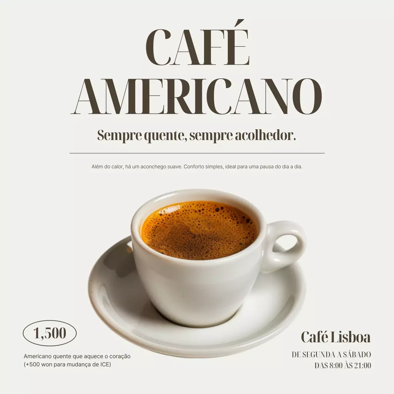 Cardápio de Café Simples Bege