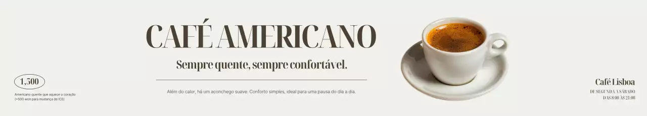 Anúncio de café branco minimalista