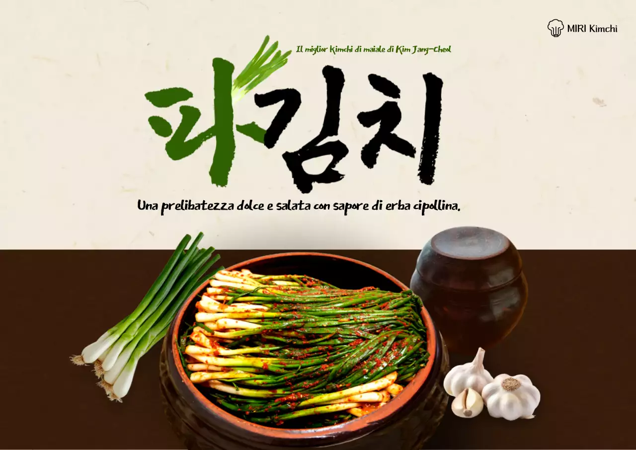 Pubblicità del kimchi tradizionale verde