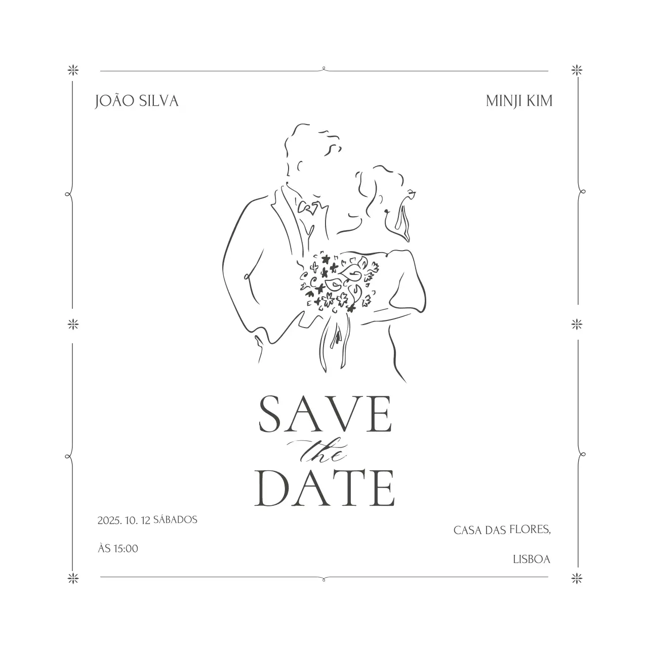 Convite de casamento minimalista branco