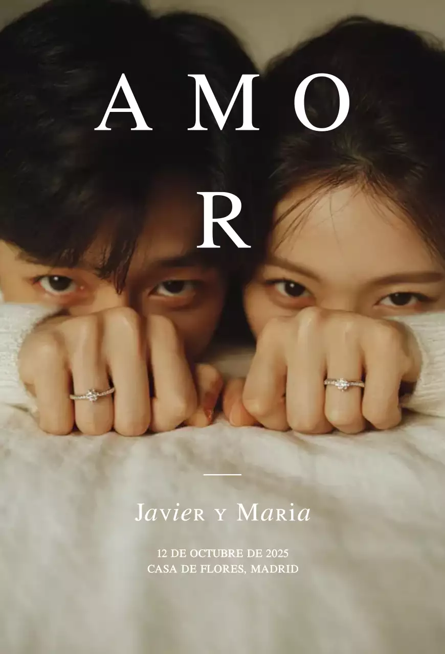 Invitación de boda minimalista beige