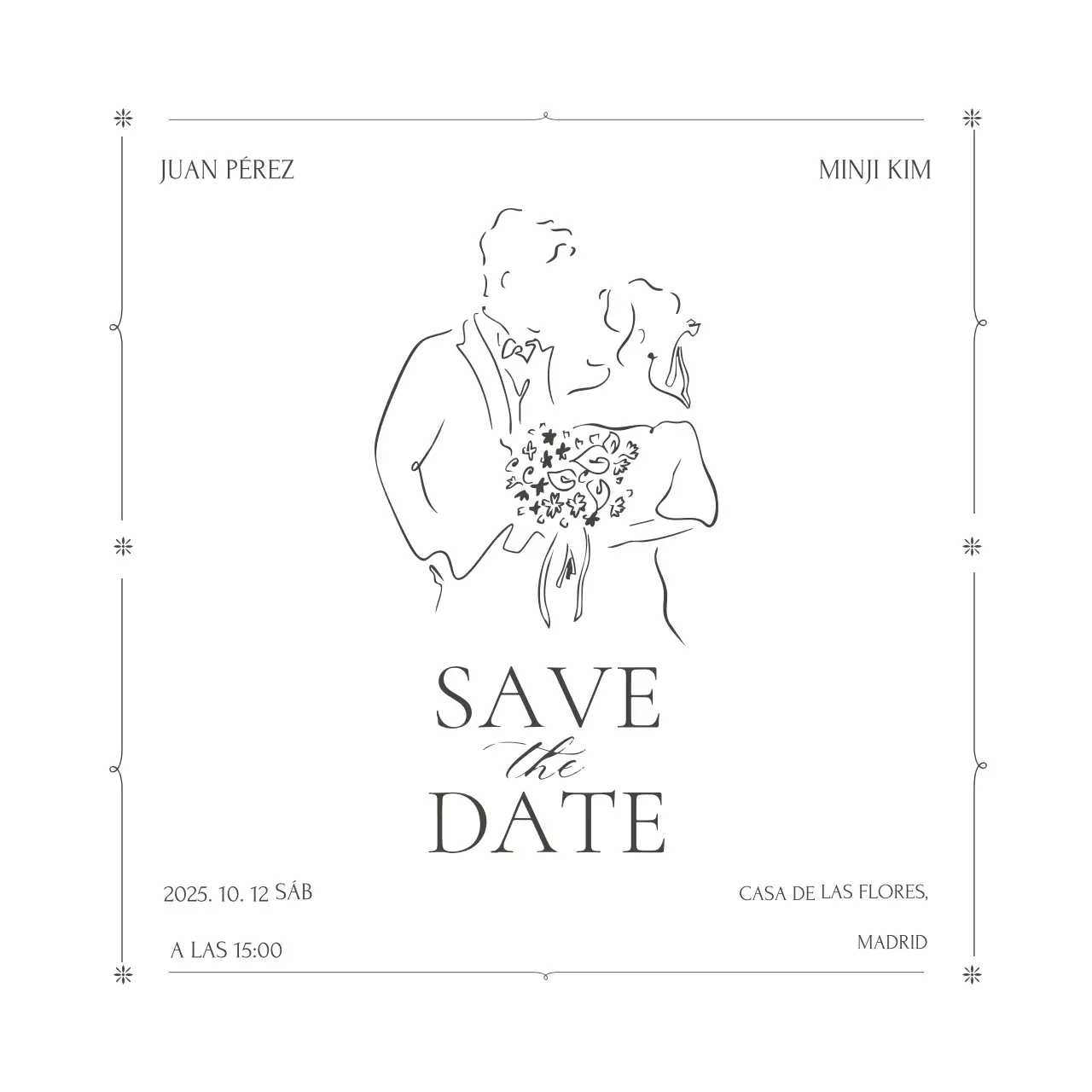 Invitación de boda minimalista blanca