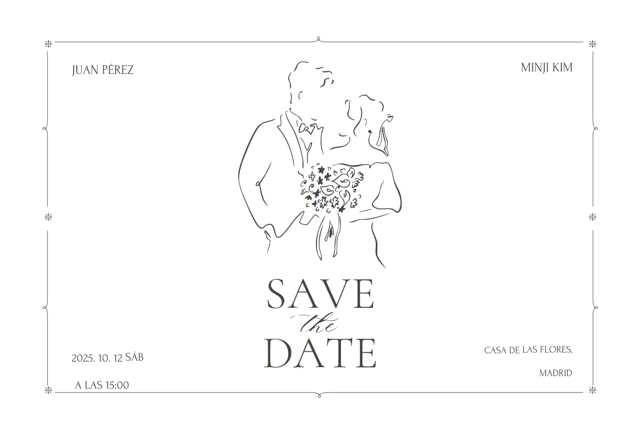 Invitación de boda minimalista blanca